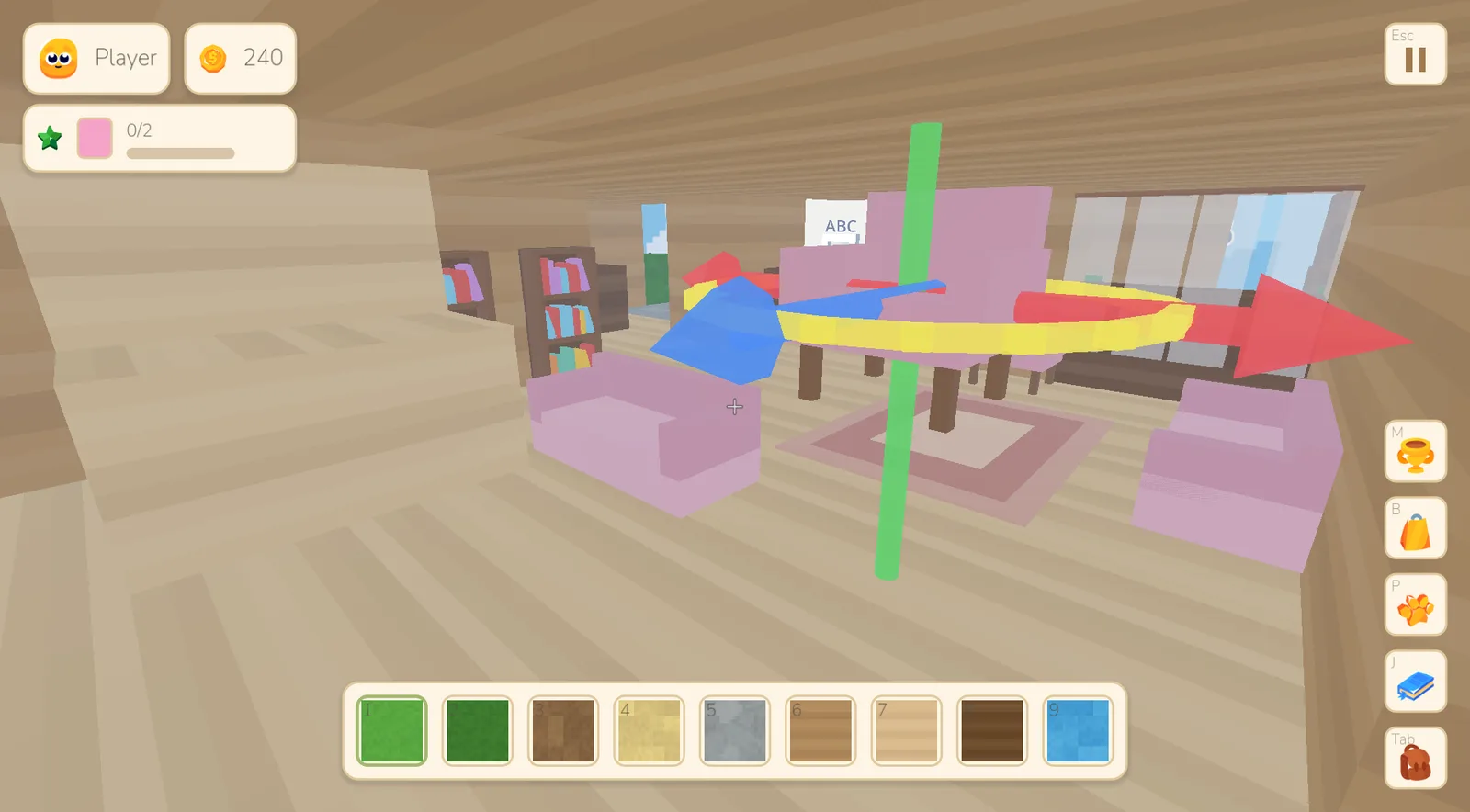 Decorating a living room with the move gizmo on a table